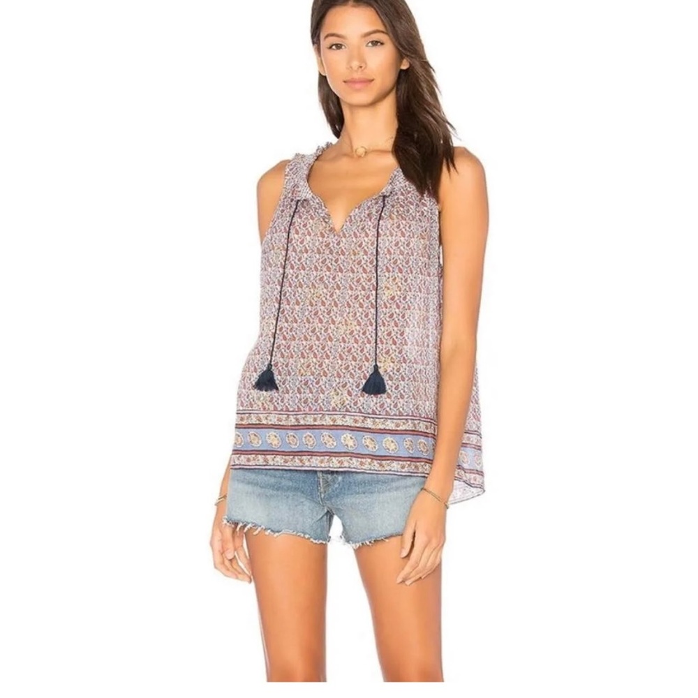 Joie sleeveless v-neck top with tassels!